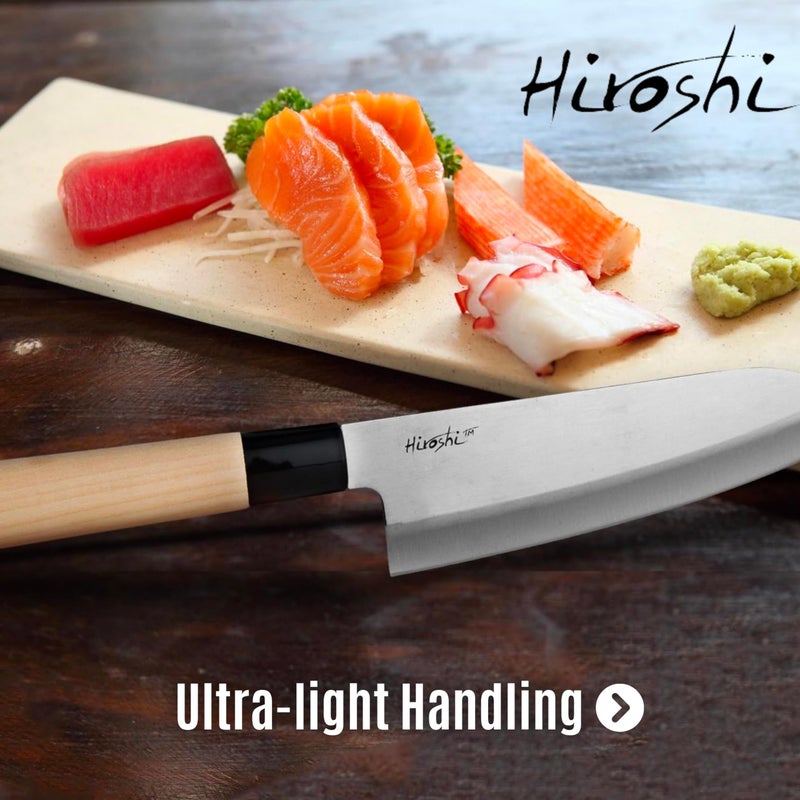 HIROSHI Sushi & Sashimi Knife Set 4-Piece High Carbon Stainless Steel Japanese Chef Knives with Beech Wood Handle Professional Kitchen Knife Set for Precision Cutting - Image 3